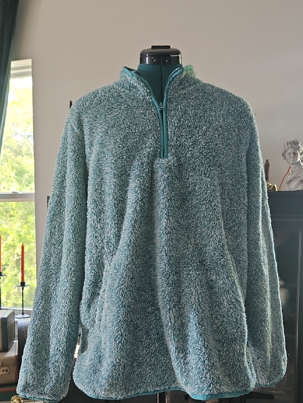 St. John's Bay Plush Quarter-Zip Fleece - Teal Green